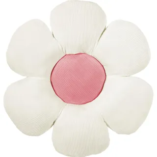 MAGMA | Minnie | Formkissen | Cordsamt | ca. 50 cm ⌀ | Elfenbein | Blumenkissen | 8 cm Höhe I 100% Polyester I Leicht I modernes Design I Blume I Kopfkissen | Sofakissen