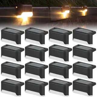 Set Mit 16 Wasserdichten Led-solarleuchten – 3 Lumen Pro Leuchte – Einfache Montage Mit Schrauben Oder Klebeband – Für Treppen, Geländer, Garten