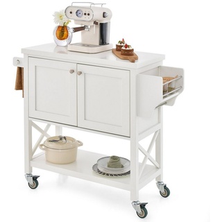 COSTWAY Küchenwagen, mit Handtuchhalter & Gewürzregal, 100x38x87cm rollbar weiß