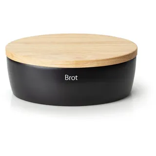 Continenta Brottopf mit Holzdeckel oval 36 cm matt schwarz