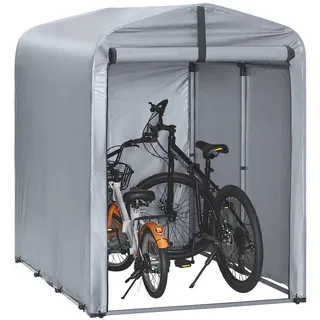 SoBuy Fahrradgarage für 1-2 Fahrräder, wetterfest, grau, silber