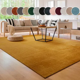 Paco Home Cadiz 630 Kurzflorteppich 80 x 150 cm senfgelb