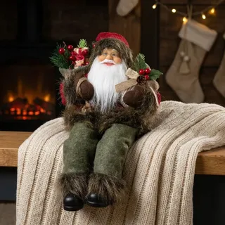 Deko Weihnachtsmann Viktor rot 30cm Kantenhocker sitzend Weihnachtsdekofigur
