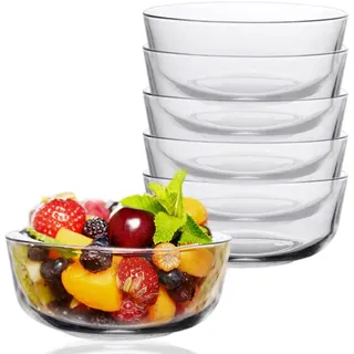 Umllpet Glasschälchen Salatschüssel 6er Set, 300 ml Klein Glas Dessertschalen, Glas Schüsseln, Eisschale, Puddingschalen Dipschale, Süßigkeiten, Stapelbare Servierschalen, Salatschüssel, Soßenschalen