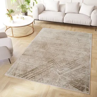 Tapiso Teppich Crystal Modern Creme Braun Wohnzimmer 300 x 400 cm - Braun