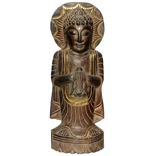 Wogeka Buddhafigur 50 cm Meditation Buddha Sonne Holz-Figur Statue Asien Feng Shui schwarz