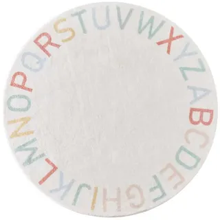 Fouriding ABC Alphabet Runde Teppich weiche Cartoon Plüsch niedlich Teppich rutschfest für Baby Kinder Zimmer Klassenzimmer Kinderzimmer Zimmer Jungen Mädchen Dekor (Bunt, 80cm)
