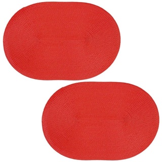 Platzset, Platzset 2er Set oval ca. 45x30 cm Platzdeckchen Tischset geflochtene, Haus und Deko, (2-St) rot