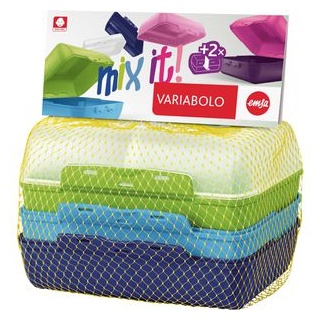 Emsa Lunchbox Variabolo Mix It 517053, Kunststoff, 4 kombinierbare Halbschalen, 16x7x11 cm, 2 Stück