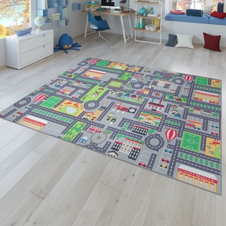 TT Home Spielteppich Kinderzimmer Teppich Kinderteppich Straßenteppich Auto Design, Grau, Größe:100x200 cm