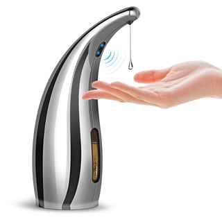Automatischer Seifenspender mit Sensor Infrarot Elektrischer Seifenspender Automatisch für Badezimmer, Küchen, Hotel, Restaurant,öffentlicher Ort (300ml, Silber)