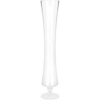 DRW Bodenvase mit Glasfuß, transparent, 12,5 x 12,5 x 60 cm
