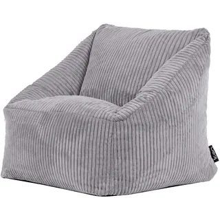 I.C.O.N. Icon Sitzsack Kinder, Grau, Flauschiger Cord Stoff, Sitzsack Cord mit Füllung, Bequemer Kinder Sessel, Kuschelsessel, Lese Sessel, Schlafzimmer, Kinderzimmer, Spielzimmer