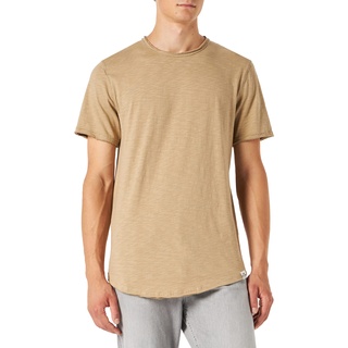 Herren O&S Rundhals T-Shirt Langes Einfarbiges Kurzarm Shirt Basic Shortsleeve aus Baumwolle ONSBENNE