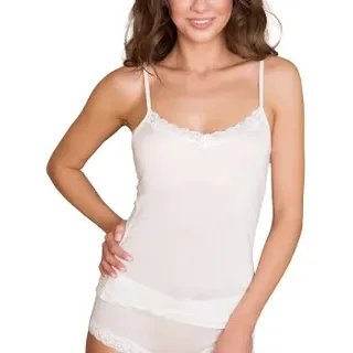 Lady Avenue Silk Jersey Camisole With Lace Elfenbein Seide X-Small Damen