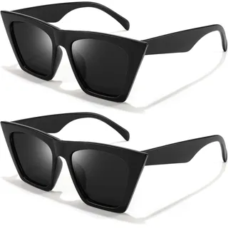 FEISEDY Cat Eye Sonnenbrille Damen Vintage Katzenaugen Schwarz Brille Rave Square Cateye mit UV400 Schutz B2473 - 52 millimetri