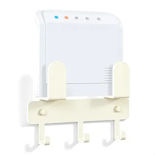 Router Regal, Router Halterung Wand Router Aufbewahrungsbox Verstecken, Kabelbox Organizer für WLAN Router und Steckdosenleiste ohne Bohren, Weiß