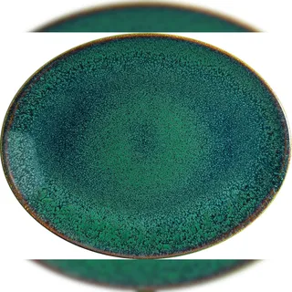 6x Bonna Ore Mar Moove Platte oval 31x24cm 3cm hoch Grün Braun Porzellan OMRMOV31OV Servierplatten Speise Geschirr