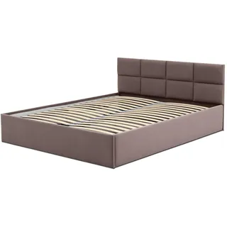 Mebligo - Polsterbett 160x200 mit Bettkasten, Bettgestell, Doppelbett mit Lattenrost, Schlafzimmer Bett mit Kopfteil, Stauraumbett Monos, Bett Ohne Matratze - Braun (Trinity 06)