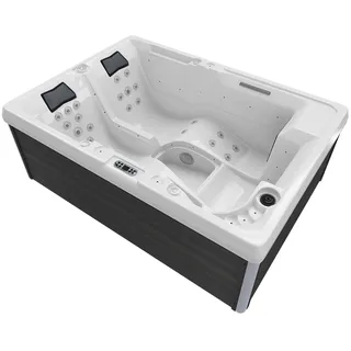 Tronitechnik® Outdoor Whirlpool Spa ELBA Außen weiß 210cm x 150cm mit Heizung, Hydromassage, Bluetooth, inkl. Thermoabdeckung