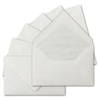 100 Stück C5 Vintage Briefumschläge, Büttenpapier, 16,2 x 22,9 cm, Weiß halbmatt - gefütterte Kuverts - edle Bütten Hüllen mit Innenfutter - blickdicht