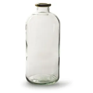 Jodeco Blumenvase Jardin mit Goldrand - klares transparentes Glas - D11 x H25 cm
