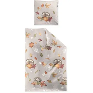 IRISETTE Panda Tiere Baumwolle Braun 135 x 200 cm + 80 x 80 cm