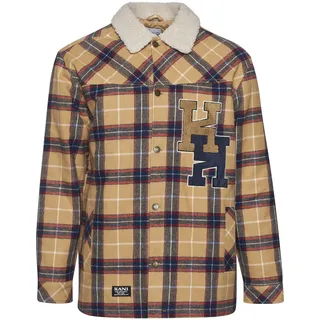 Flanellhemd KARL KANI "Karl Kani Herren Woven Retro Heavy Flannel Shirt Jacket", Herren, Gr. XXS, US-Größen, beige (sand, navy, rot), 100% Baumwolle, normal, Hemden