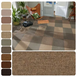 Tretford Interland Teppich Teppichfliesen 50x50 cm selbstliegend | Farbwelt beige, 571 Sahara, 1 Fliese