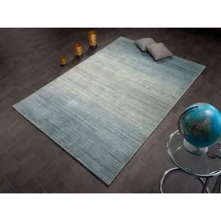 OCI DIE TEPPICHMARKE Teppich Ecoline, rechteckig, Höhe: 7 mm, Kurzflor, dezenter Glanz, Viskose, Handweb, Wohnzimmer blau 170 cm x 240 cm x 7 mm