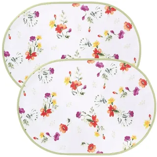 Erwin Müller Platzset Tischset 2er-Pack, abwaschbar Blumen grün
