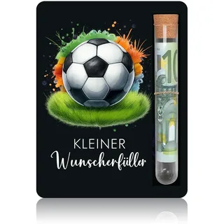 Fussball Geschenke Jungen Geldgeschenk Holz Kleiner Wunscherfüller Set mit Reagenzglas und Box coole fußball geschenke für jungs Teenager Herren Geburtstag Jugendweihe Deko