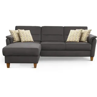 CAVADORE Ecksofa Palera / L-Form-Sofa im Landhausstil mit Federkern / 244 x 89 x 163 / Mikrofaser-Bezug, Grau
