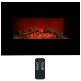 Classic Fire Dekokamin Classic Fire Memphis Elektrokamin mit Heizung Elektroheizung (Wandkamin, Fernbedienung, Montagematerial, Handbuch) schwarz 47 cm x 66 cm x 12.5 cm