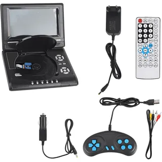 Tragbarer 7-zoll-dvd-player Mit Schwenkbarem Bildschirm, Wiederaufladbar, Mit Fernbedienung Und Autoladegerät (100-240v Eu-stecker)