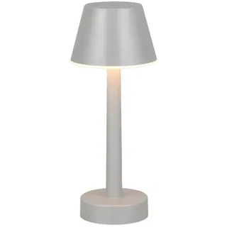 Reality Leuchten LED Tischleuchte, Dimmfunktion, LED fest integriert, Warmweiß, kleine Tischlampe ohne Kabel mit Akku per USB aufladbar, Höhe 24,5cm grau