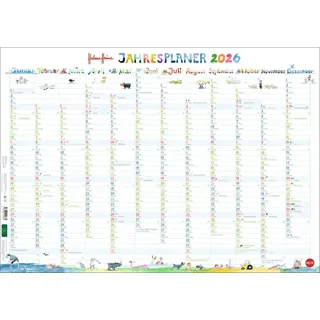 Heye Helme Heine: Posterplaner 2026: Liebevoll illustrierter Wand-Kalender von Helme Heine mit den drei Freunden. Praktischer Jahresplaner 2026 zum Eintragen. (Helme Heine Kalender Heye)