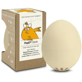 PiepEi Classic Beige - Singende Eieruhr zum Mitkochen - Eierkocher für 3 Härtegrade - Piep Ei mit 3 Melodien - Lustiges Kochei - Musik Eggtimer - Brainstream