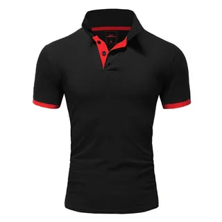 Amaci&Sons Poloshirt DETROIT Basic Kontrast Poloshirt rot|schwarz 3XL