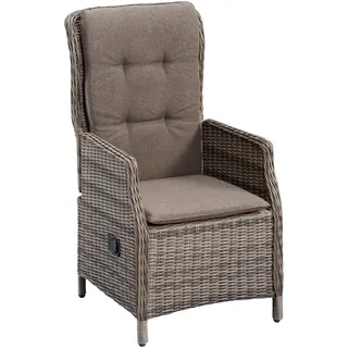 Gartenstuhl MERXX "Riviera", beige (natur), B:59cm H:108cm T:70cm, Rattan, Stühle, Polyrattan, verstellbar, natur, inkl. Auflage
