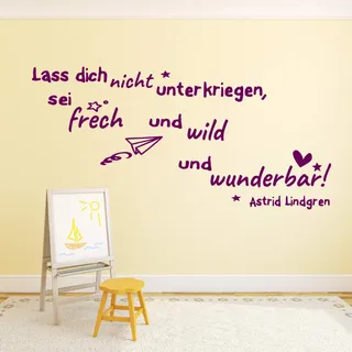 tjapalo® vio-tk43 Wandtattoo Kinderzimmer Mädchenzimmer Wandspruch Zitat Astrid Lindgren Lass dich nicht unterkriegen Wandaufkleber Sticker, Größe: B58xH27cm, Farbe: Farbe wie abgebildet