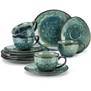 vancasso Kaffeeservice Steingut, STARRY 12 teiliges Kaffeeset für 4 Personen, Beinhaltet Kaffeetassen, Untertassen, Vintage Aussehen