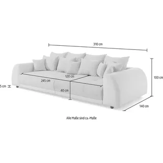 Sofa Couch 310cm Polster Sofas 5 Sitzer Textil big xxl Wohnzimmer Couchen Leder - Weiß