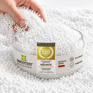 SMOOTHY® Sitzsack Füllung 200 L Premium EPS Perlen für langes Volumen | Dauerhaftes Volumen, geruchsarme Styroporkugeln Made in Germany, 1-3 mm Sitzsack Füllmaterial für Kissen und Hundebett
