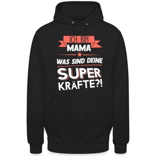 Quattro Formatee Kapuzenpullover Mama Superkräfte - Muttertag Mutter Unisex Hoodie (1-tlg) schwarz 3XL