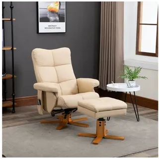 HOMCOM Massagesessel Hocker, 360°drehbarer mit Massage, TV-Sessel, Polyester (2-teilig, 2-St., Massagestuhl), Hocker mit Stauraum weiß
