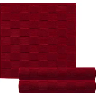 Lashuma Geschirrtücher 100% Baumwolle - Küchenhandtücher & Geschirrhandtücher 50x50 cm Waffelpique & Frottee Rot - Rubin, 3er Set