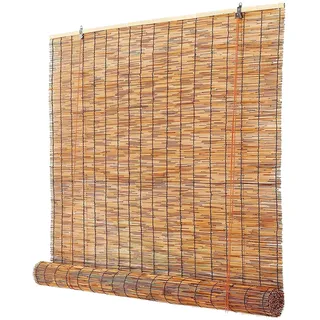 Bambusrollo Wetterfest Sichtschutz Balkon Sonnenschutz Fenster Außen Outdoor Rollo Bambus Natürlicher Schilf Vorhang für Balkon und Garten 50 75 90 100 125 140 160 180cm