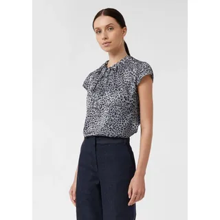Comma, Satinbluse mit Raffung und All-Over-Print bunt/Schwarz 34
