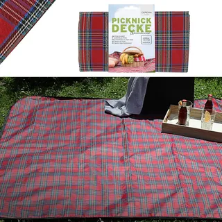 Cepewa Picknickdecke Beschichtung wasserabweisend | 150x130 rot Polyester Polyethylen | Decke mit Karomuster rechteckig Outdoordecke (1 x Picknickdecke rot)